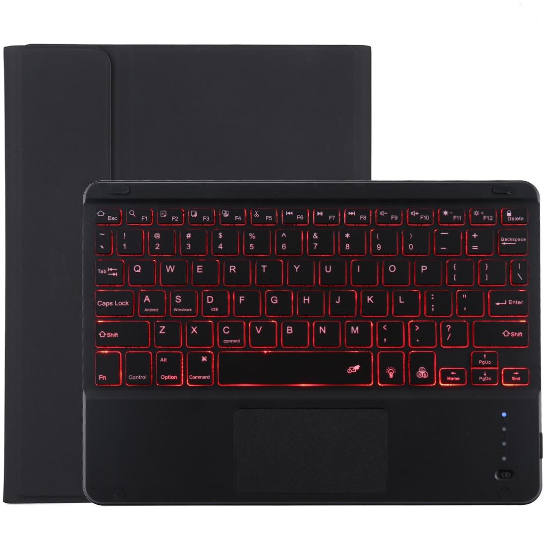 Bluetooth Tablet Case For Ipad 10.2 / Ipad Air 2019 With Touch Pad & Backlight & Pen Holder - Detachable Microfiber Leather - Purple