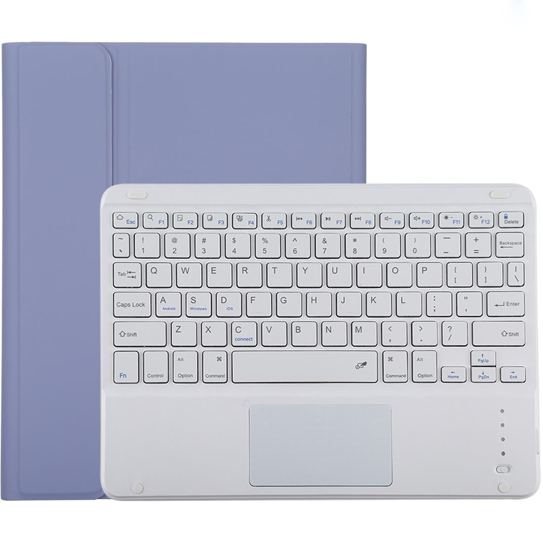 Bluetooth Keyboard & Tablet Case For Ipad 10.2 / Ipad Air 2019 - Detachable Touch Pad Pen Slot Holder - Microfiber Leather - Purple