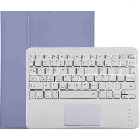 Bluetooth Keyboard & Tablet Case For Ipad 10.2 / Ipad Air 2019 - Detachable Touch Pad Pen Slot Holder - Microfiber Leather - Purple