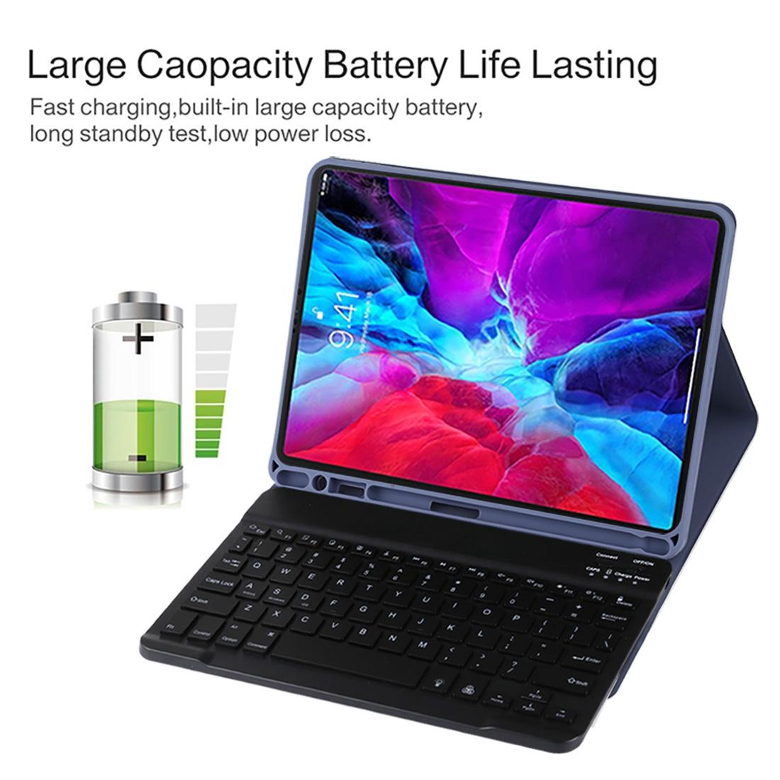 Bluetooth Tablet Case For Ipad Pro 11 With Detachable Microfiber Leather Backlight Pen Slot & Holder - Purple