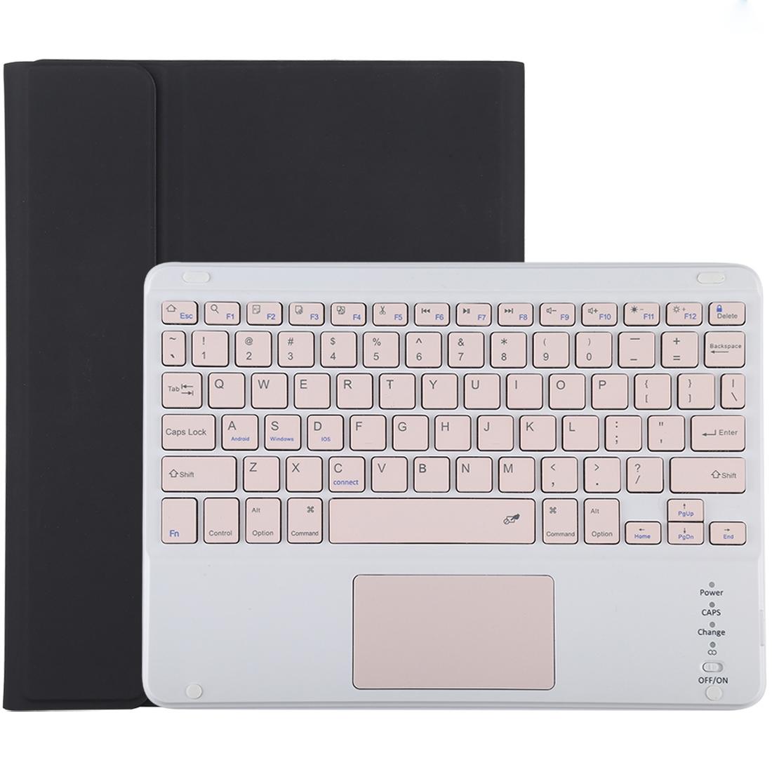 Bluetooth Keyboard & Tablet Case For Ipad 10.2 / Ipad Air 2019 - Detachable Touch Pad Pen Slot Holder - Pink Leather - Purple