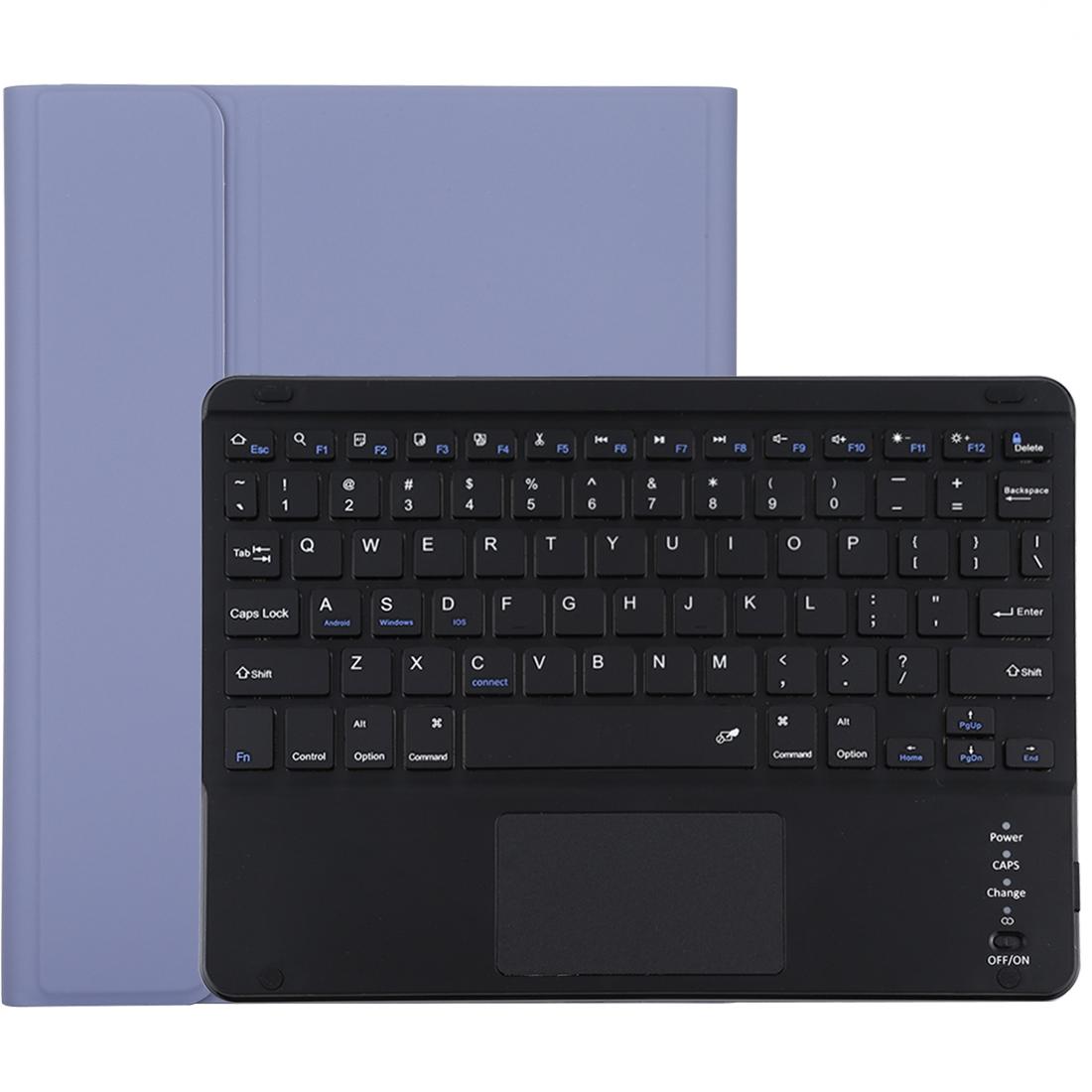 Bluetooth Keyboard & Tablet Case For Ipad 10.2 / Ipad Air 2019 - Detachable Touch Pad Pen Slot Holder - Microfiber Leather - Purple