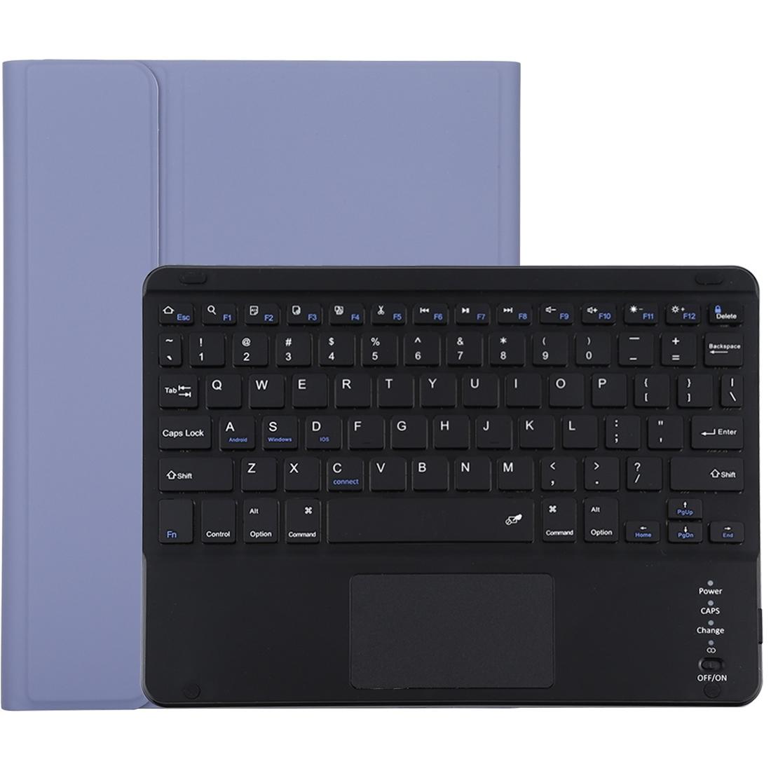 Bluetooth Keyboard & Tablet Case For Ipad Air 2020 - Detachable Touch Pad Pen Slot Microfiber Leather - Purple