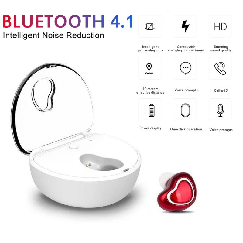 Mini Wireless Bluetooth Earphones with Charging Box - X7 4.1 - Red