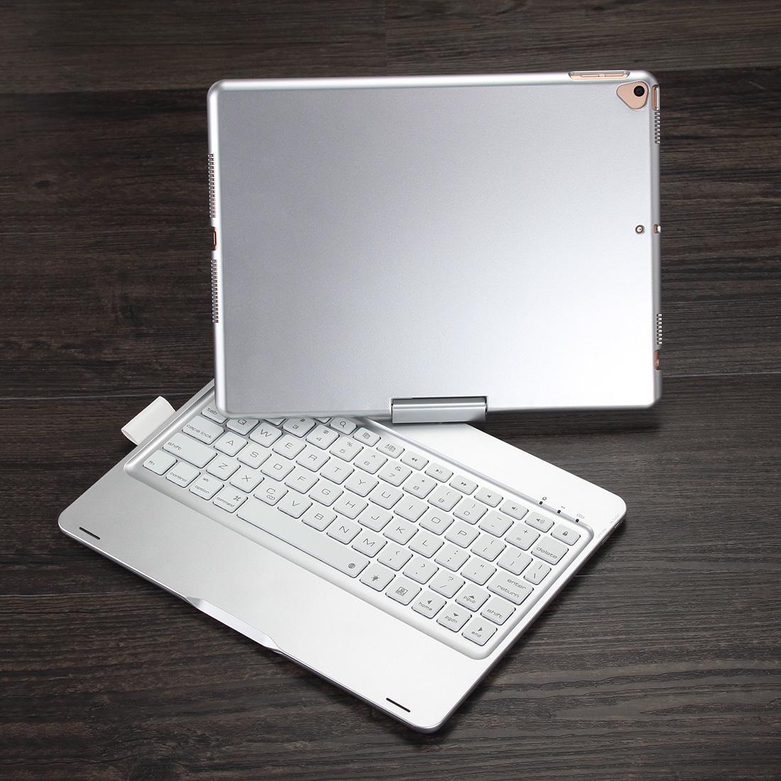 Rotatable Bluetooth Keyboard Leather Case For Ipad 10.2 With Backlit Pen Slot - Silver