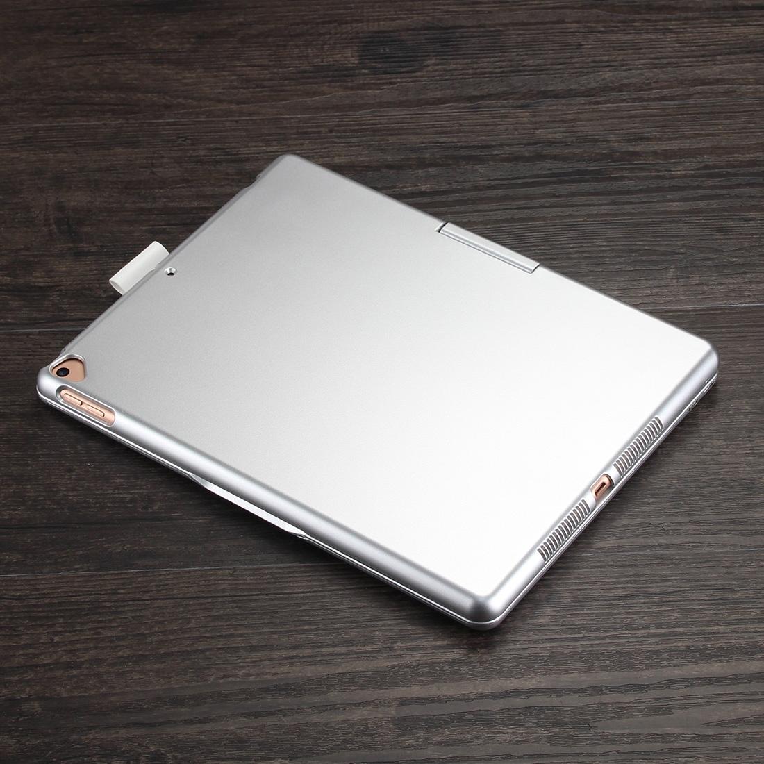 Rotatable Bluetooth Keyboard Leather Case For Ipad 10.2 With Backlit Pen Slot - Silver