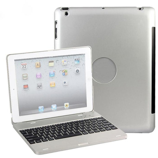 Aluminum Bluetooth Keyboard Tablet Case For Ipad 4 / 3 / 2 - Silver