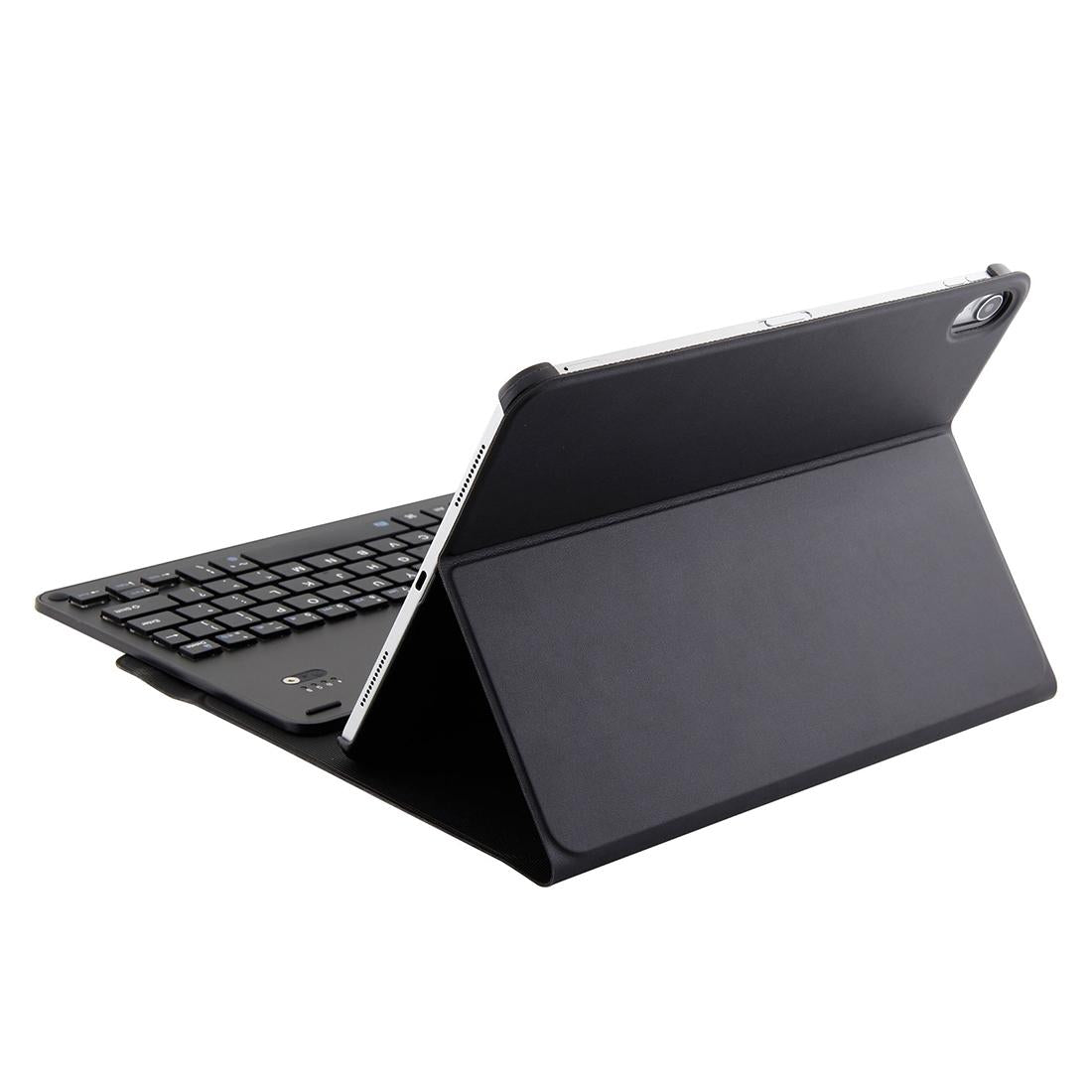 Bluetooth Keyboard & Leather Tablet Case For Ipad Pro 11 2018 - Detachable Aluminum Three-Gear Magnetic Sleep Function - Black Silver
