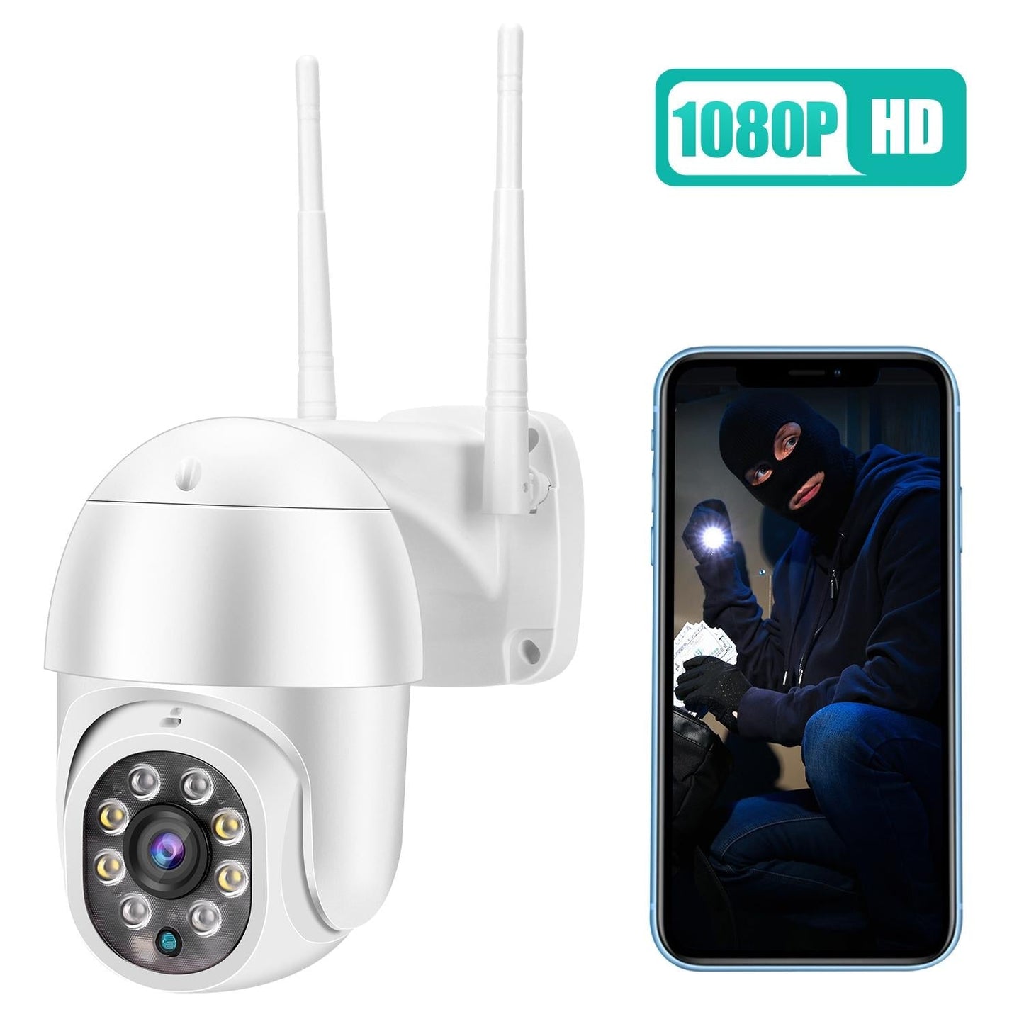 Waterproof Ptz Wifi Camera With Night Vision & Two-Way Voice Intercom & Motion Detection
