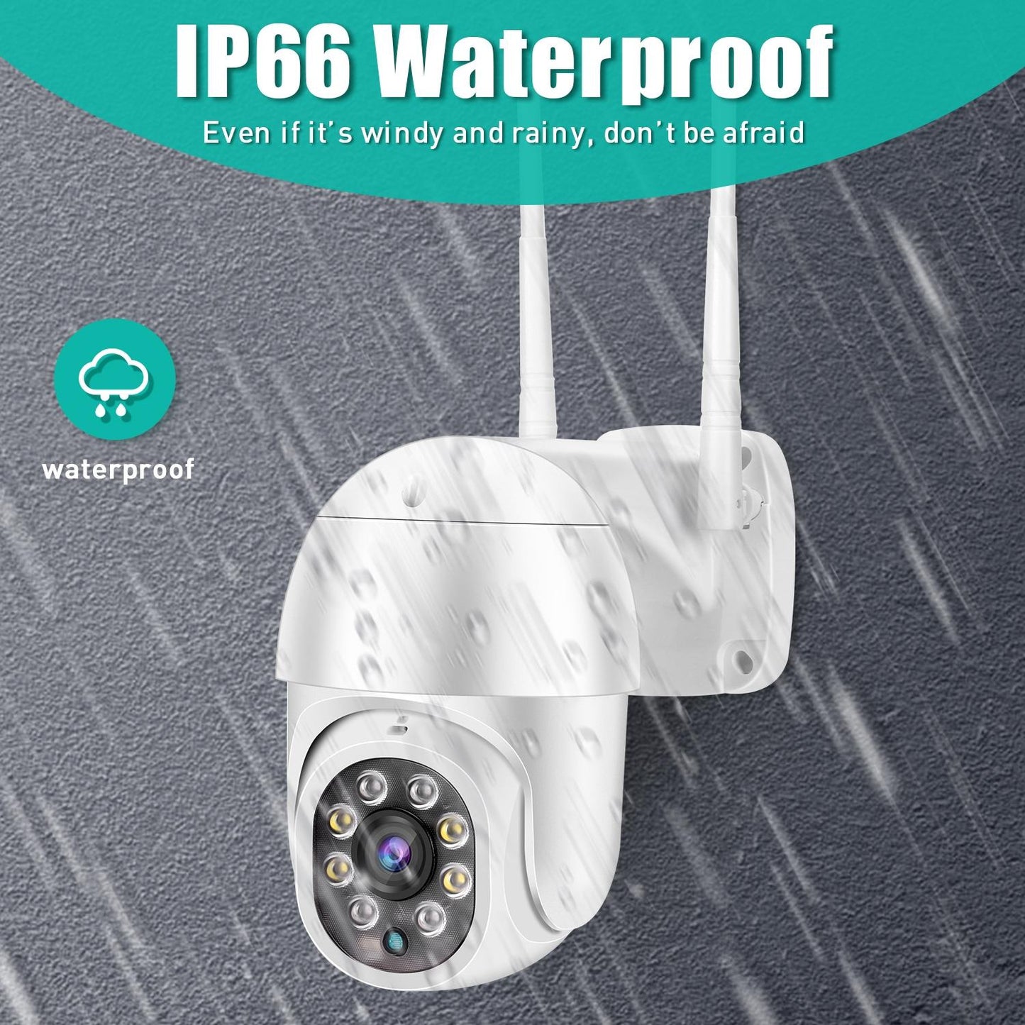 Waterproof Ptz Wifi Camera With Night Vision & Two-Way Voice Intercom & Motion Detection