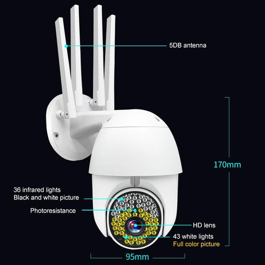 Outdoor Dome Camera With 1080P Hd Wifi Night Vision Two-Way Voice And Motion Detection