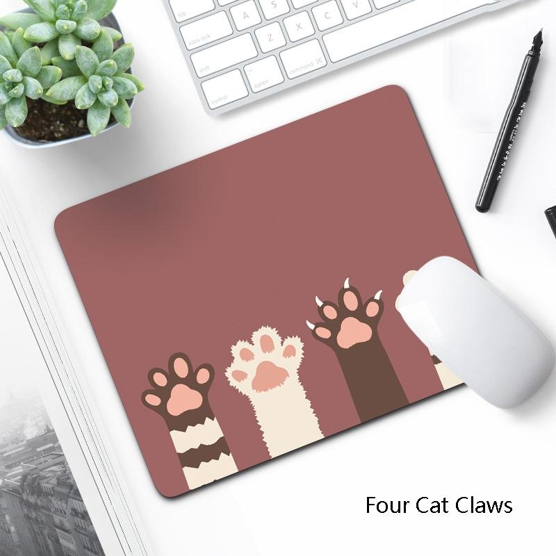 6 Piece Non Slip Mouse Pad Set 21 X 26Cm Thick Rubber Anti Skid Durable - Four Cat Claws