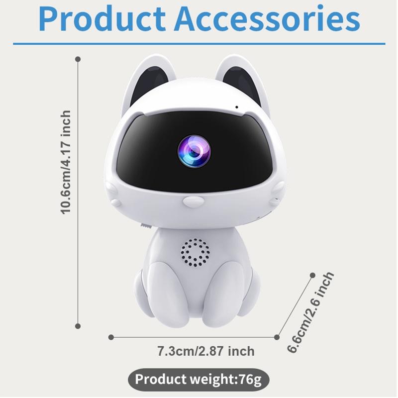 Smart Home Camera With Night Vision & Two-Way Voice & Motion Detection - Cute Pets White
