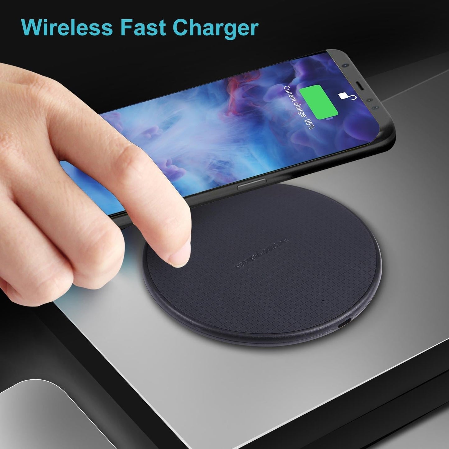 10W Plaid Pattern Round Wireless Charger - White