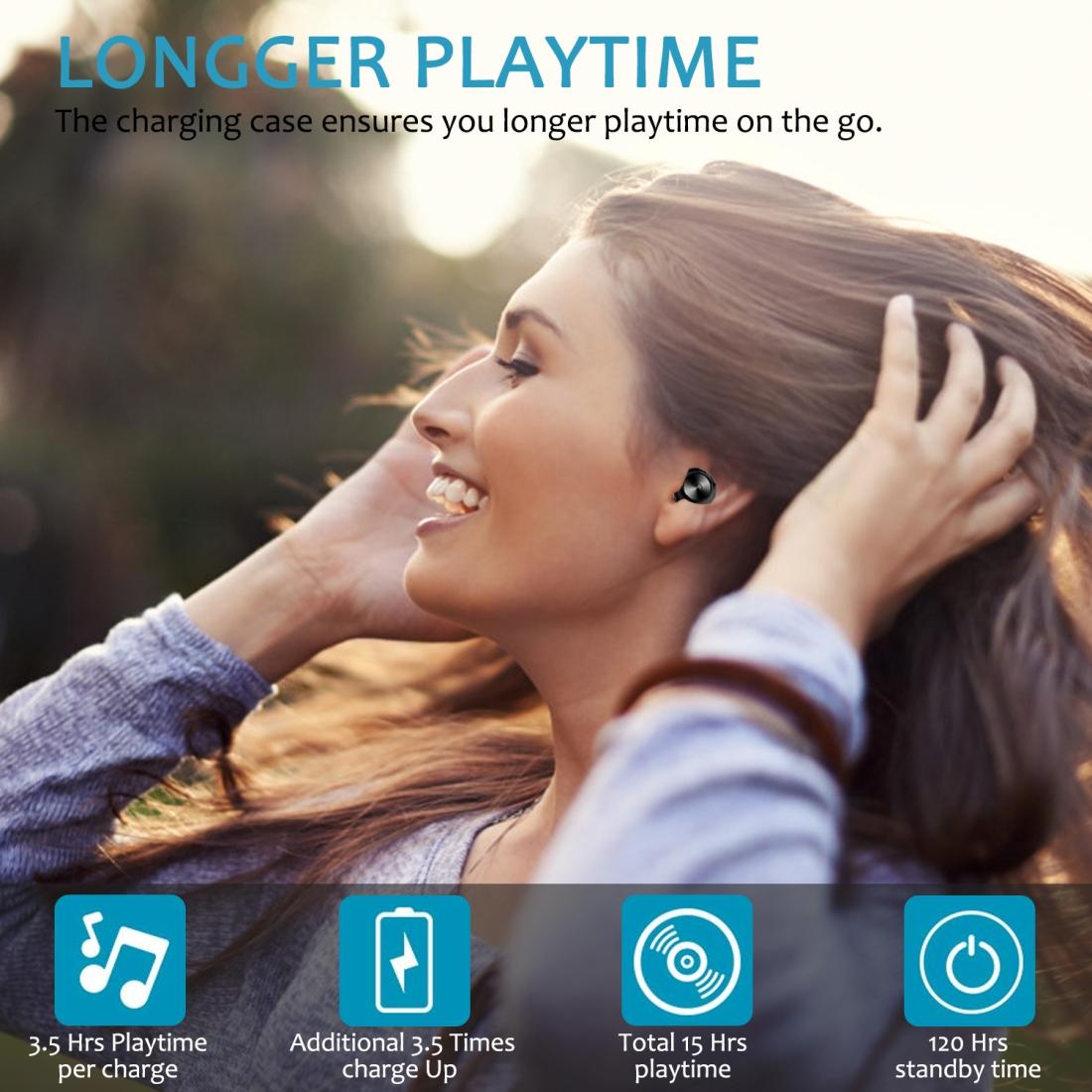 Bluetooth 5.0 Earphones with Magnetic Charging Box - Wireless - White