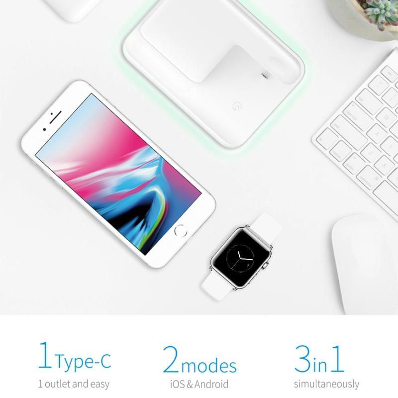 3 In 1 Magnetic Wireless Charger With Touch Ring Light - White