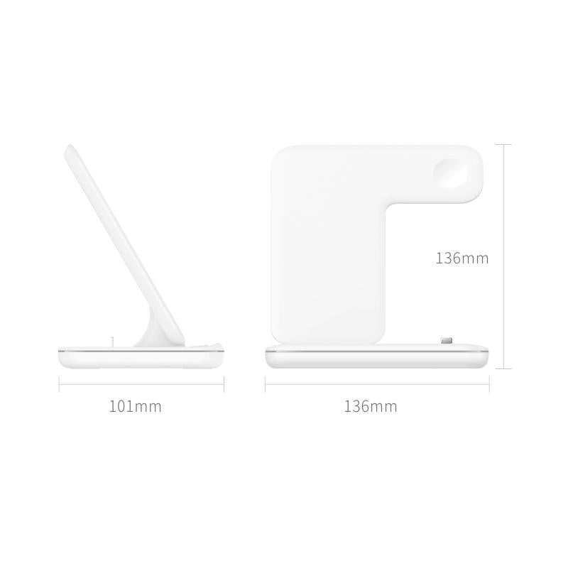 3 In 1 Magnetic Wireless Charger With Touch Ring Light - White