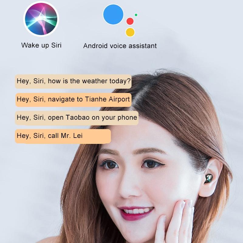 Three-screen Bluetooth Earphone with Noise Reduction and Hand Strap - White