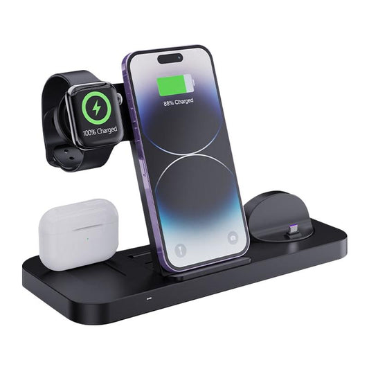 6 In 1 Foldable Vertical Wireless Charger - White