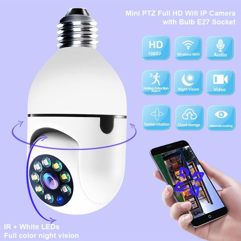 2.4G Two-Way Voice Intercom Bulb Camera - 1080P 2Mp White