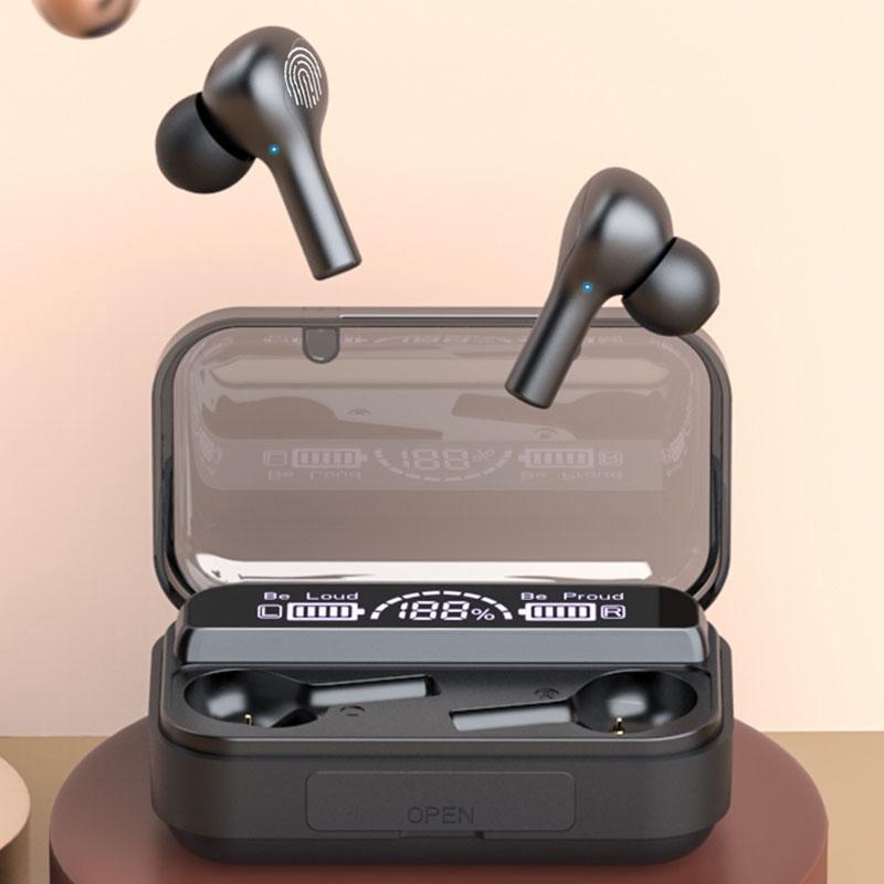 Touch Bluetooth Earphones with Noise Cancellation and Charging Box - White
