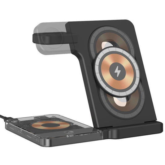 15W 5 In 1 Foldable Magnetic Wireless Charger With Night Light - White