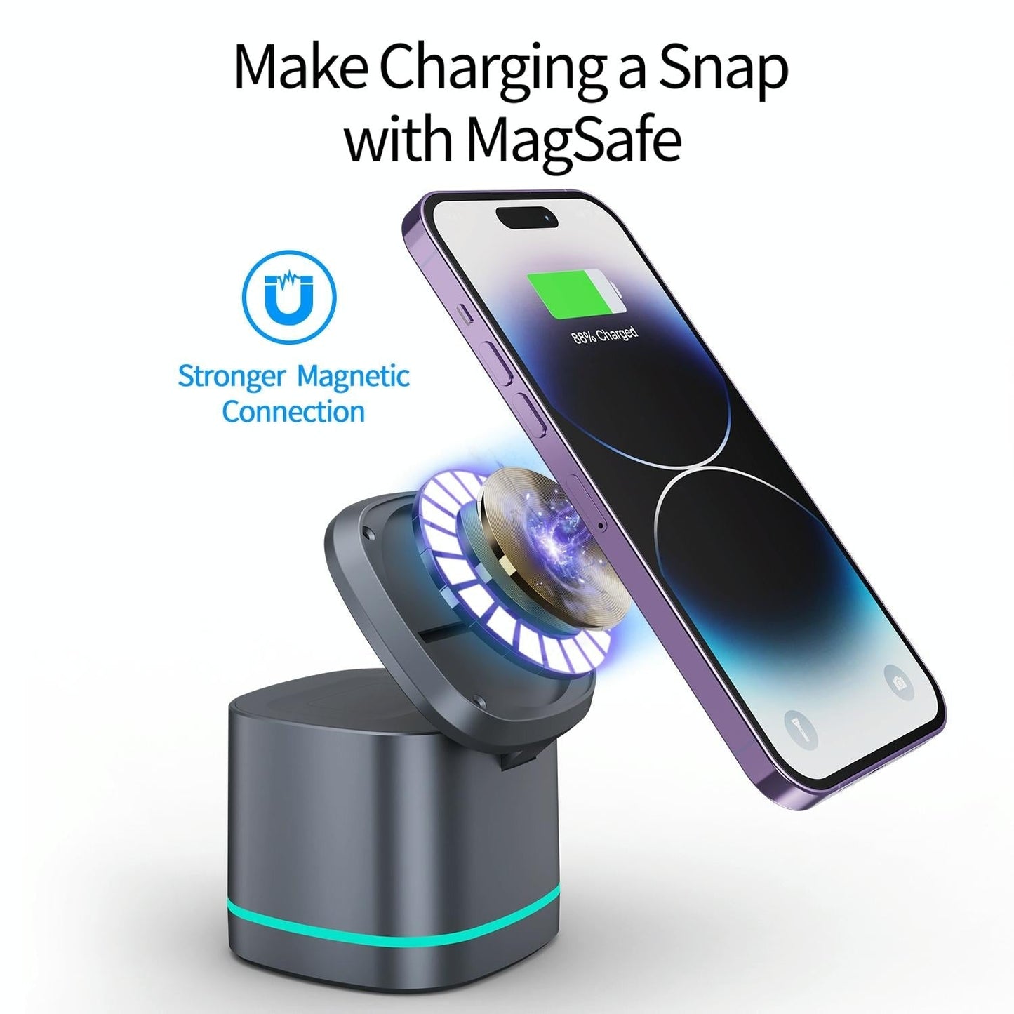 15W 3 In 1 Magnetic Wireless Charger - White