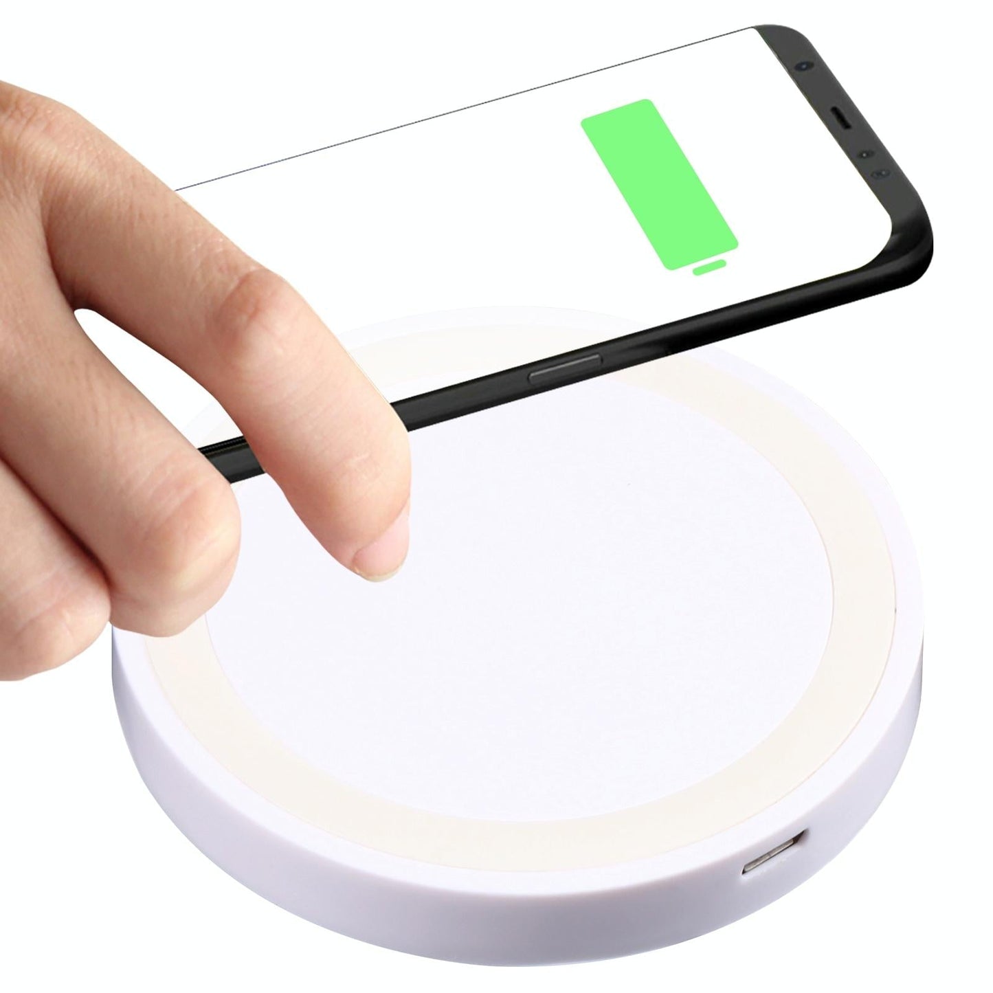Universal 5W Round Wireless Charger - Black + White
