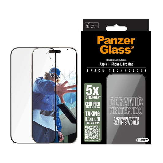 PanzerGlass Ultra-Wide Fit Ceramic Glass Screen Protector For iPhone 16 Pro Max - Clear