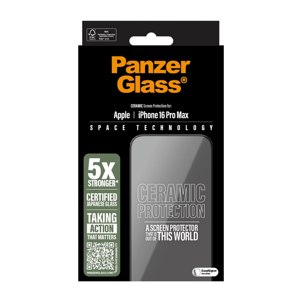 PanzerGlass Ultra-Wide Fit Ceramic Glass Screen Protector For iPhone 16 Pro Max - Clear