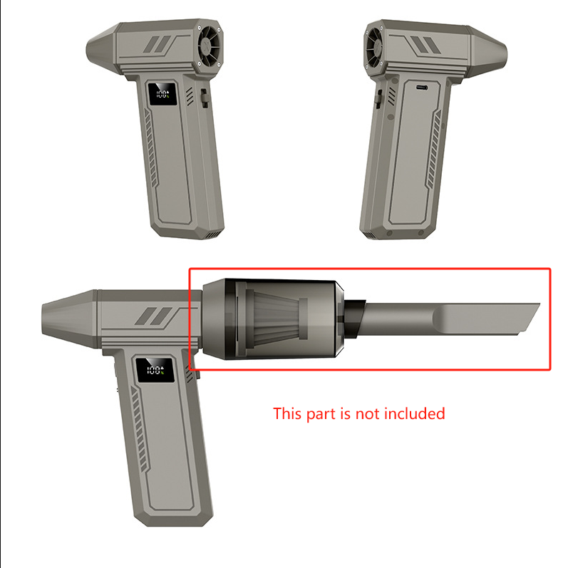 Grey 130,000 Turn Compact Handheld Air Blower and Vacuum Cleaner with Dual Functionality (product without the vac attachments)