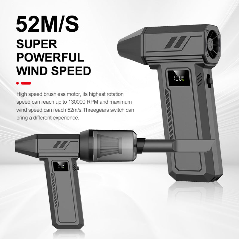 Grey 130,000 Turn Compact Handheld Air Blower and Vacuum Cleaner with Dual Functionality (product without the vac attachments)
