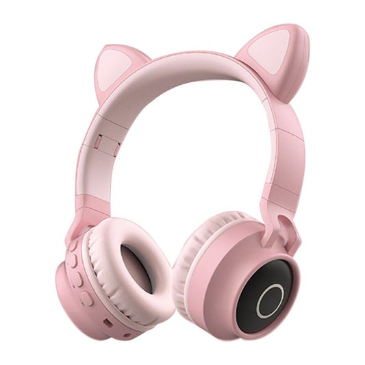 Adorable Cat Ear Wireless Headphones - Bluetooth 5.0, Foldable Design, Glowing RGB LED Lights - Cute Pink  Headset