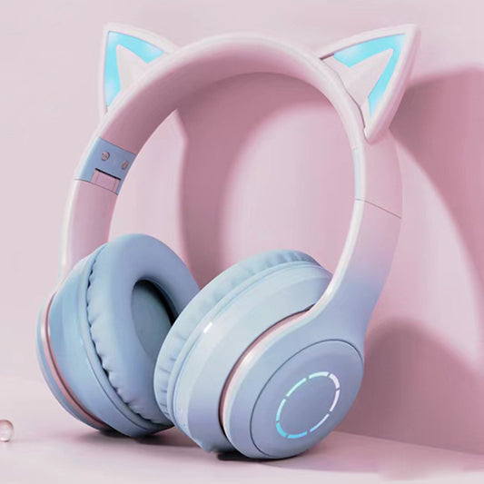 Purple Wireless Cat Ear Headphones with RGB Lights & Detachable Mic - Bluetooth 5.1