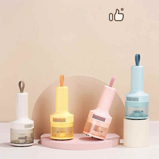 Beige Portable Wireless Car Vacuum Cleaner - USB Rechargeable, High Suction, Compact Design for Home & Keyboard Cleaning