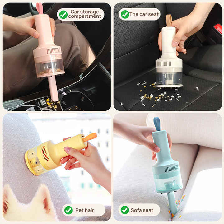 Pink Portable Wireless Car Vacuum Cleaner - USB Rechargeable, High Suction, Compact Design for Home & Keyboard Cleaning