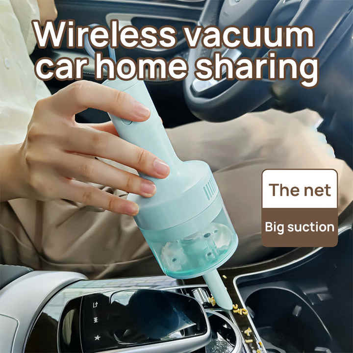 Blue Portable Wireless Car Vacuum Cleaner - USB Rechargeable, High Suction, Compact Design for Home & Keyboard Cleaning