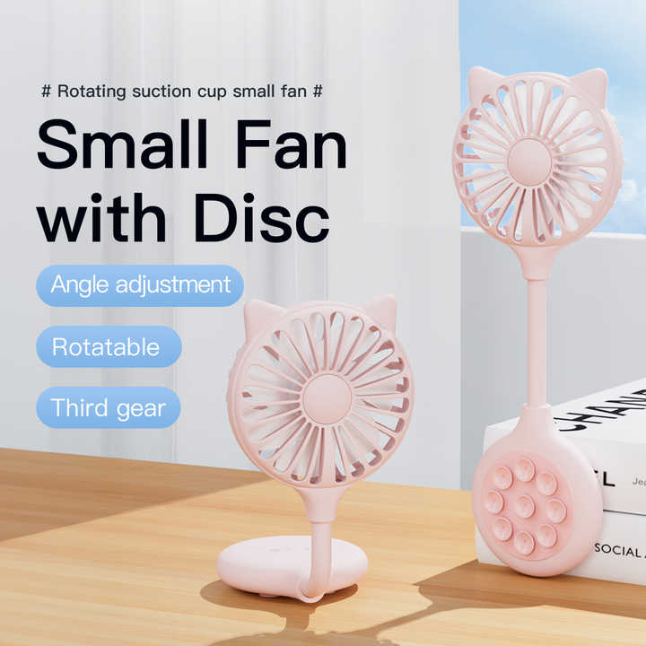 2 Pcs White Portable USB Mini Fan with Suction Cup - 360-Degree Adjustable Foldable Desktop Fan with 3 Speed Settings