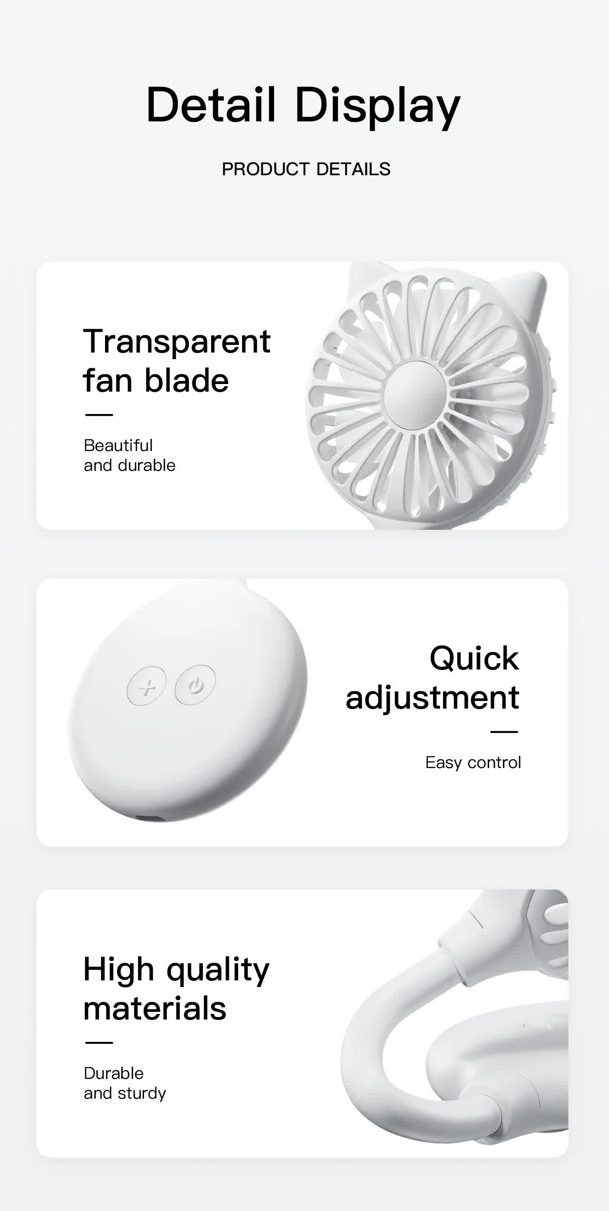 2 Pcs White Portable USB Mini Fan with Suction Cup - 360-Degree Adjustable Foldable Desktop Fan with 3 Speed Settings