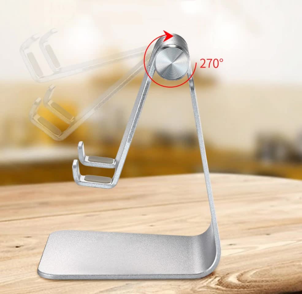 2 Pcs Silver Foldable Aluminum Alloy Phone & Tablet Stand - Adjustable Portable Desktop Holder