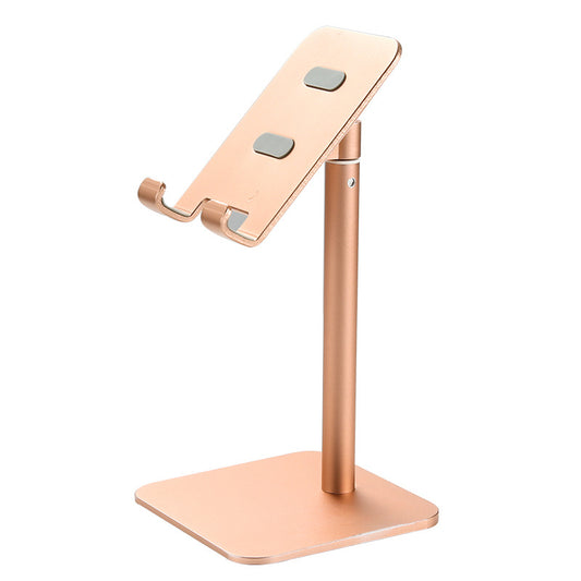 Gold Adjustable Aluminum Alloy Phone and Tablet Stand - Telescopic Desktop Holder for Live Streaming and Hands-Free Use
