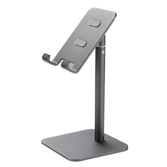 Grey Adjustable Aluminum Alloy Phone and Tablet Stand - Telescopic Desktop Holder for Live Streaming and Hands-Free Use