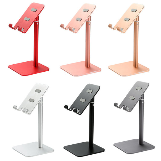 Grey Adjustable Aluminum Alloy Phone and Tablet Stand - Telescopic Desktop Holder for Live Streaming and Hands-Free Use