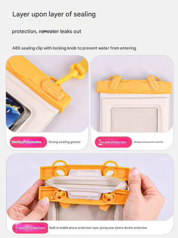 IPX8 Waterproof Phone Pouch with Inflatable Floating Layer,Touchscreen Dry Bag for Swimming(white)