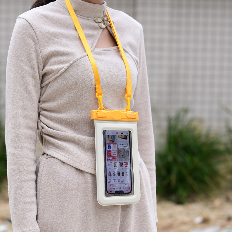 IPX8 Waterproof Phone Pouch with Inflatable Floating Layer,Touchscreen Dry Bag for Swimming(white)