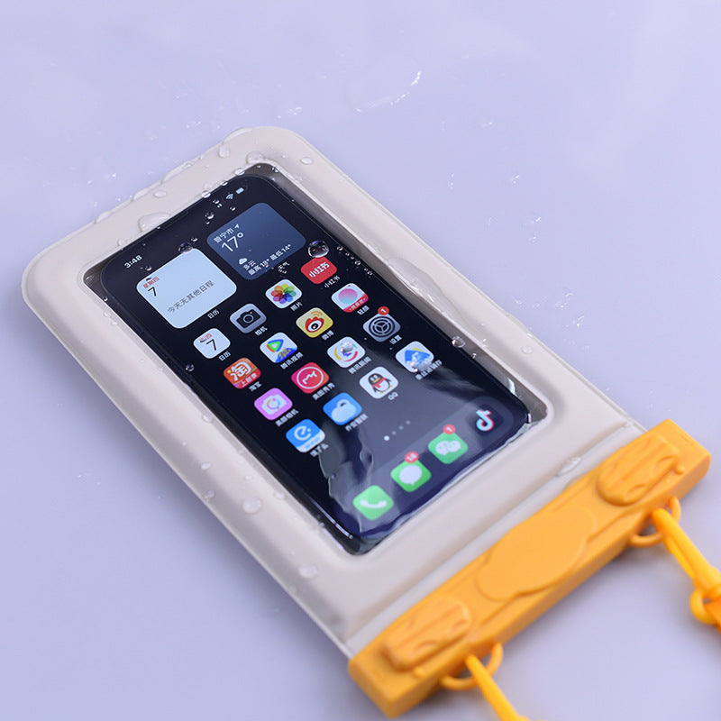 IPX8 Waterproof Phone Pouch with Inflatable Floating Layer,Touchscreen Dry Bag for Swimming(white)