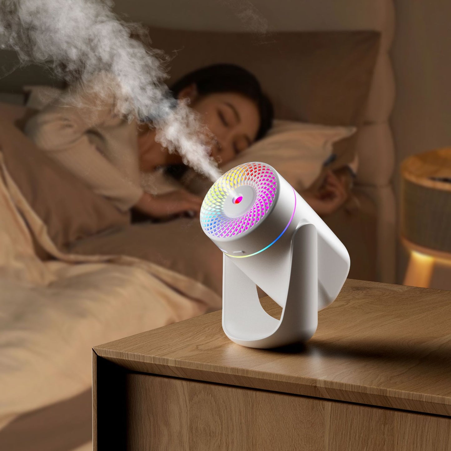 Portable LED Humidifier - Compact Aromatherapy Diffuser with Mist(white)