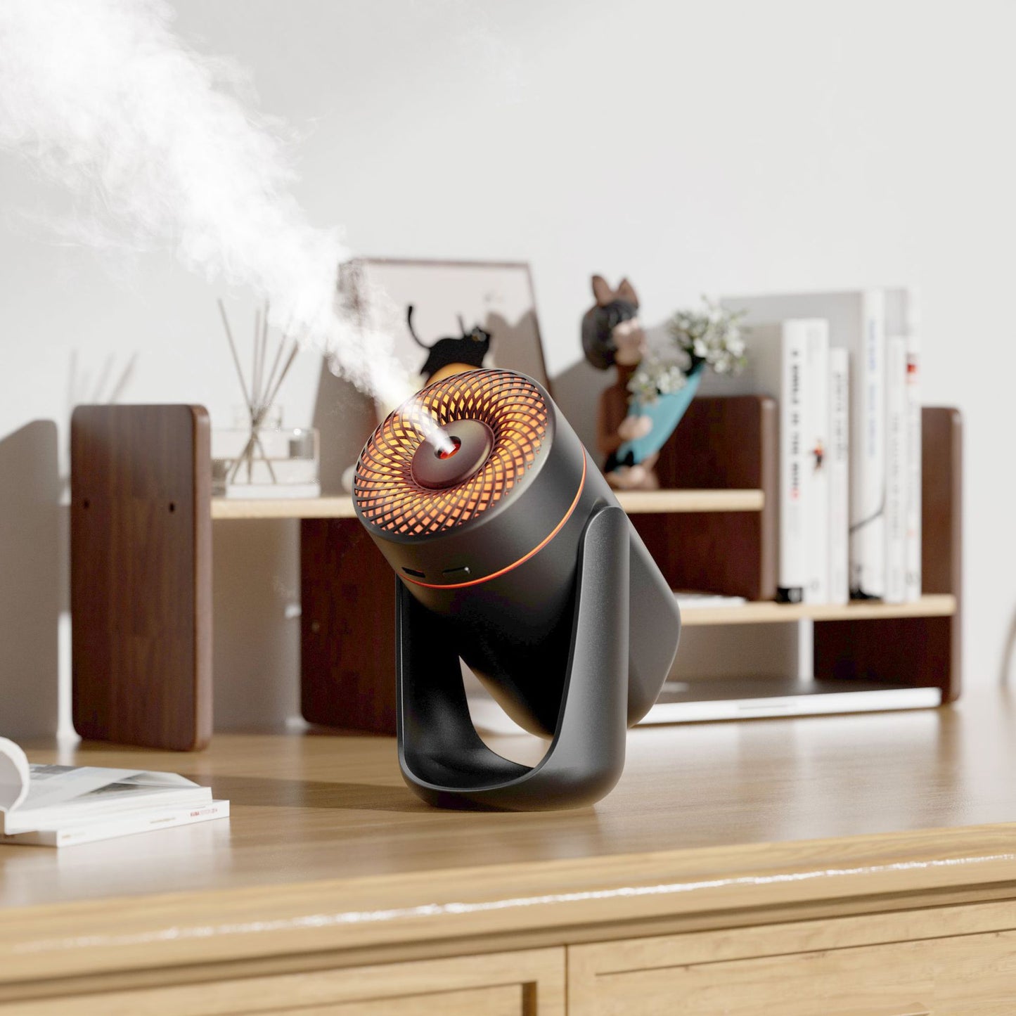 Portable LED Humidifier - Compact Aromatherapy Diffuser with Mist(black)