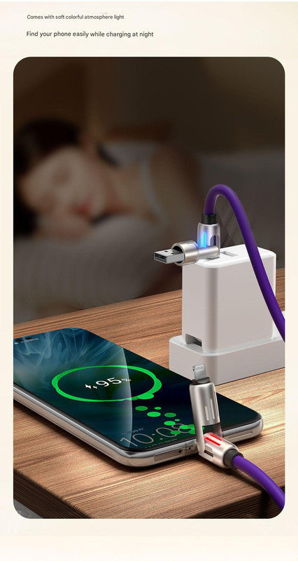 Universal PD Fast Charging Cable with LED Indicator - Zinc Alloy, Durable 1.5m Silicone Cord - Multiple Connector Options(Orange)