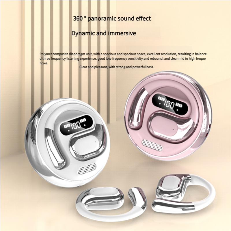 Open-Ear Conduction TWS Earbuds - Bluetooth 5.5, HIFI Sound, LED Display(white)